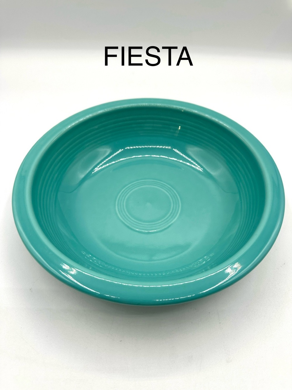 Fiesta 8.25”  round classic rim, Pasta Bowl in turquoise.